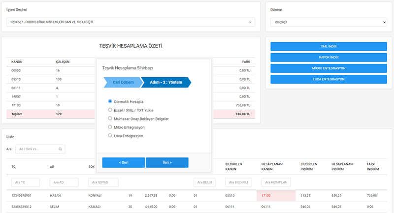 SGK Teşvik Entegrasyonu