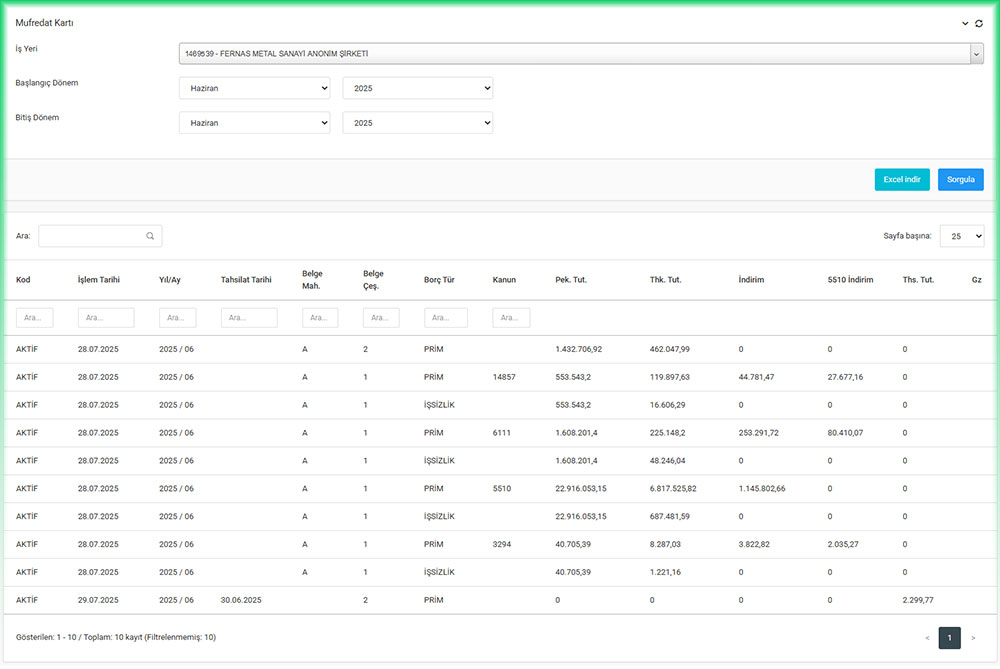 SGK Müfredat Kartı