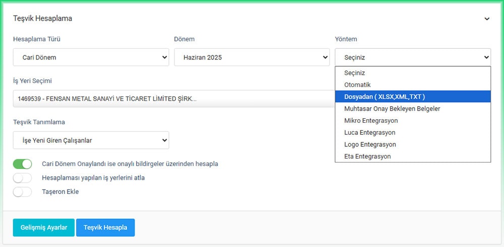 SGK Teşvik Hesaplama Programı
