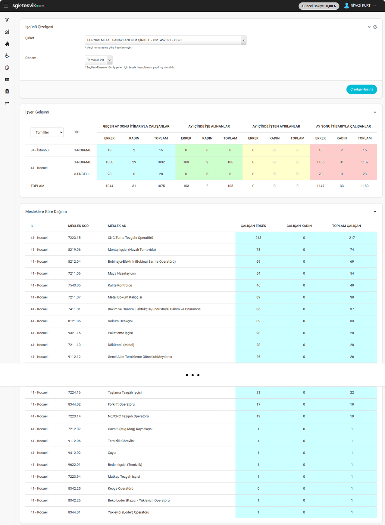 İşkur İşgücü Çizelgesi İşkur İşgücü Çizelgesi